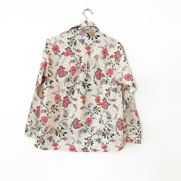 House of Aama Mens 100% Silk Paisley Floral Button Up Western Shirt Small New - Picture 8 of 9